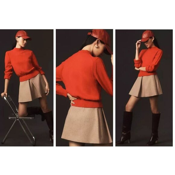 Anthropologie Mare Mare Twofer Mock-Neck Sweater Dress Red Size Small - Picture 1 of 11